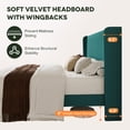 thumbnail image 5 of Einfach Full Bed Frame, Upholstered Platform Bed with Wingback Headboard, No Box Spring Required, Lake Blue, 5 of 9