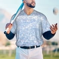 thumbnail image 6 of Balery White Bule Glitter Baseball Jersey for Men Casual Button Down Shirts Short Sleeve Active Team Sports Uniform-Small, 6 of 9