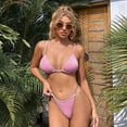 thumbnail image 4 of Mujeres Sparkle Glitter Traje de baño Lentejuelas Bikini Sujetador de cadena brillante Traje de baño sexy Ropa de playa,Rosado,m Feliz Sencillez, 4 of 5