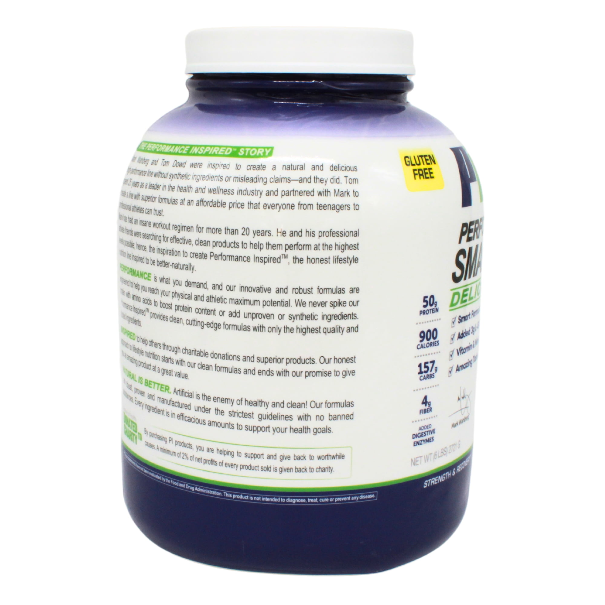 Performance Inspired Nutrition - Smart Mass Gainer Powder - Recover & Rebuild Muscles - L-Glutamine – 50G Protein - Creatine - Digestive Enzymes - Chocolate Milkshake - 6 lbs