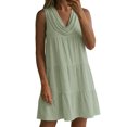 thumbnail image 7 of ClodeEU Women's Cowl Neck Sleeveless Tiered Mini Dress,Casual Loose Fit Sundress Green,Women's Plus L, 7 of 7