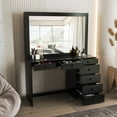 thumbnail image 4 of Boahaus Modern Vanity Desk Set, Glass Top, 7 Drawers, Large Mirror, Black Finish, for Bedroom, 4 of 8