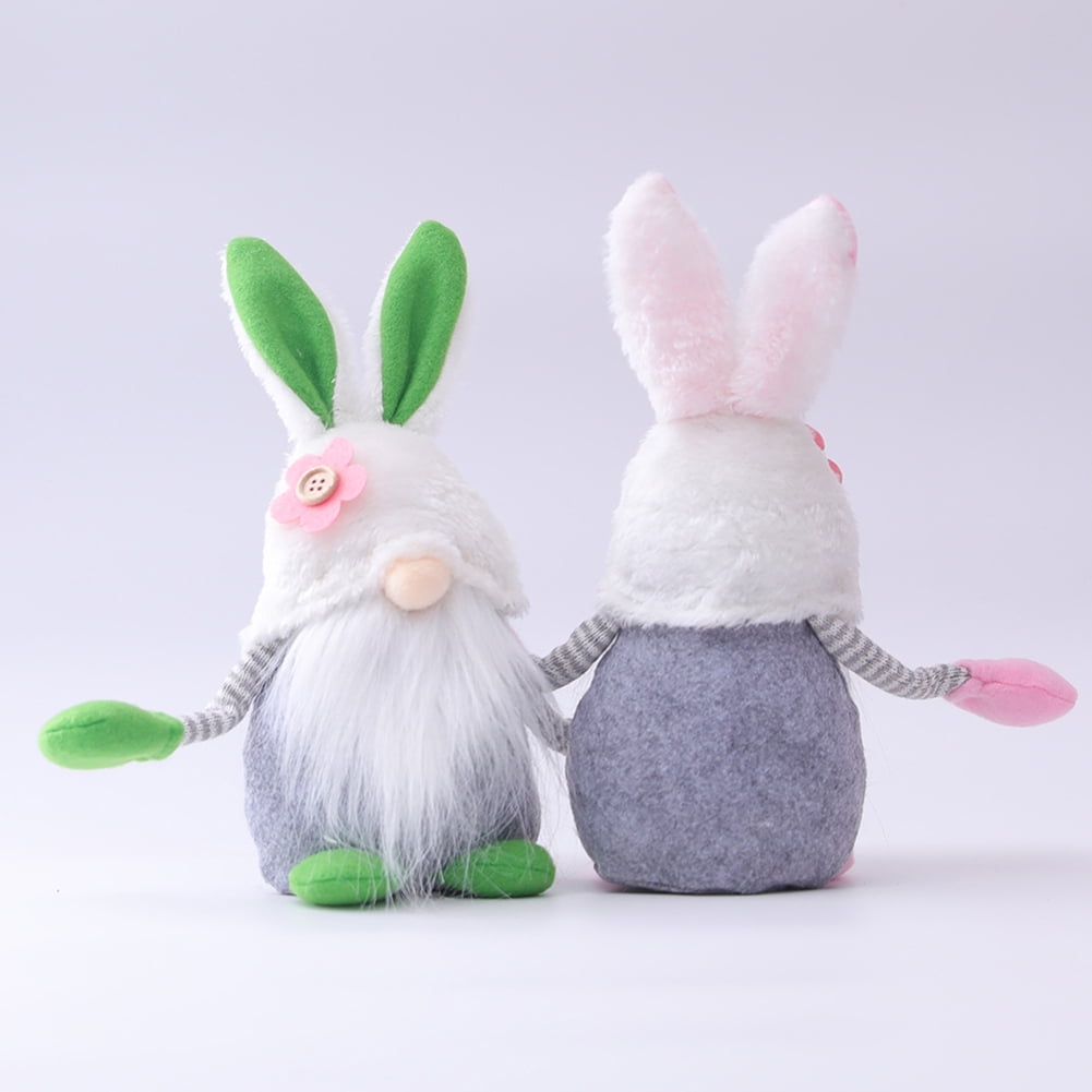 Kepooman 2 Packs Floral Faceless Mr and Mrs Gnome Bunny Doll for Decor Gifts, Multi-color