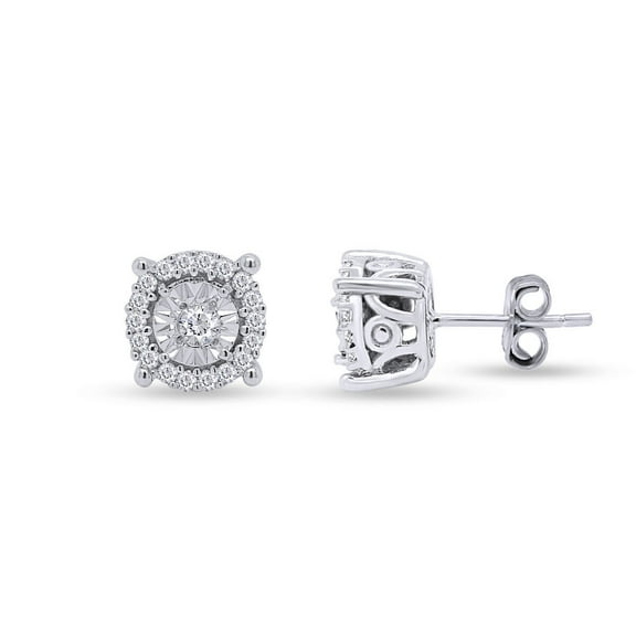 Divine Creation 1.20 Ct Round Cut Diamond Push Back Mens Stud Earrings 14K White Gold Plated 925 Sterling Silver