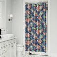 thumbnail image 2 of Small Stall Narrow Shower Curtain 36"W x 72"L – Tropical Bohemian Leaves, Mid-Century Abstract Boho Botanical Bathroom Decor, Vintage Floral Palm Leaf Pattern, Rustic Tribal Folk Style, 2 of 5