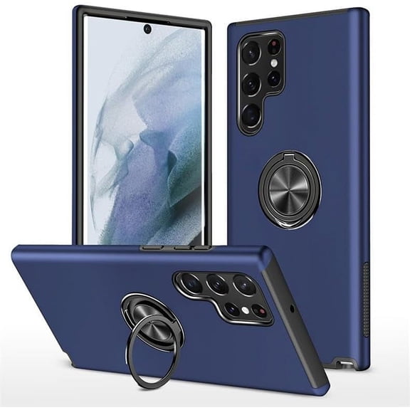 Casing Ponsel Dudukan Pelindung Mobil dengan Dudukan Cincin Jari Tak Terlihat, Anti Jatuh untuk Casing Ponsel Samsung Galaxy S23 S22 S21 S20 Ultra Plus FE Note20 Phone case (Blue,Note20 Ultra)