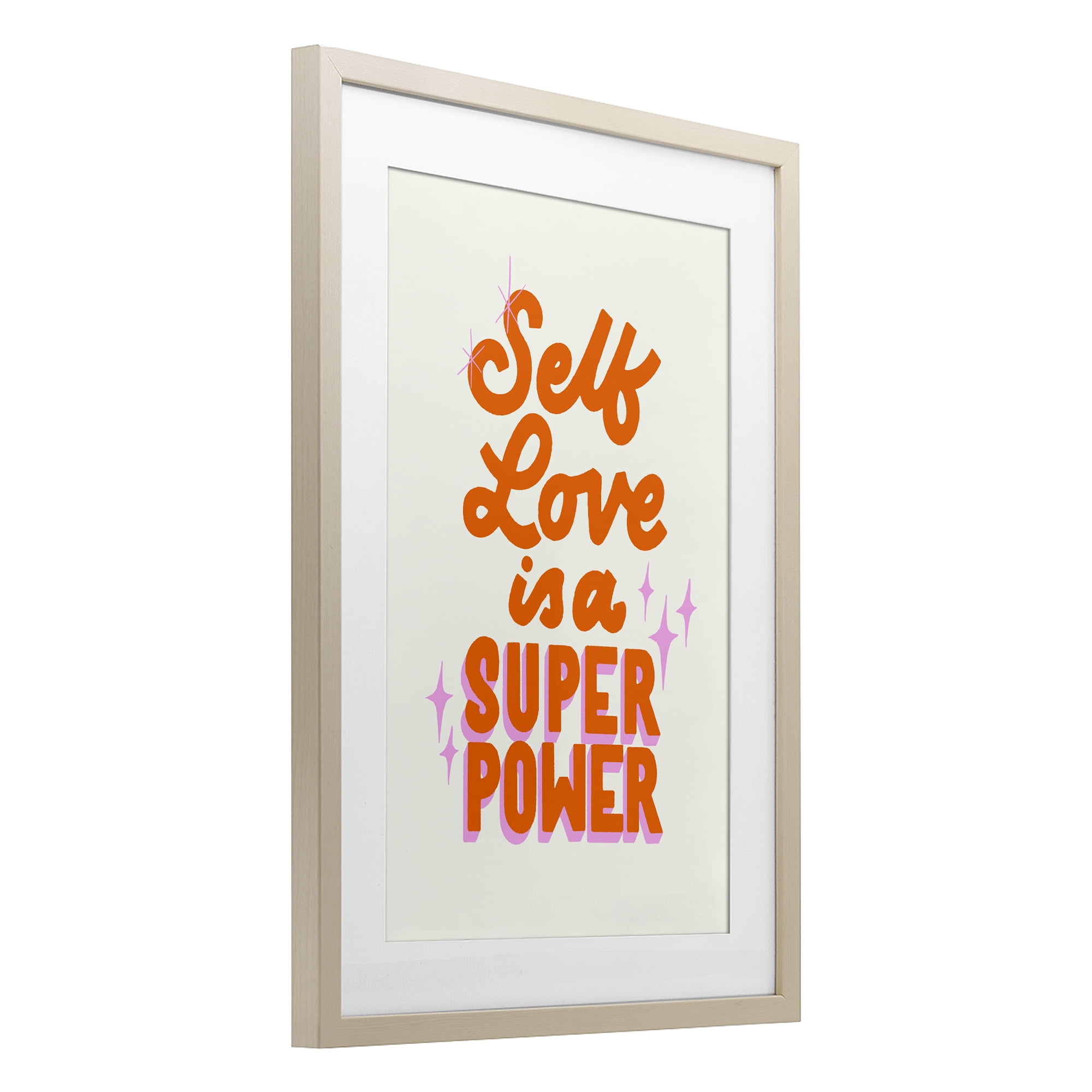 Stupell Industries Self Love Is Superpower Birch Framed Print Under Glass, design by Indira Prieto | IndySign