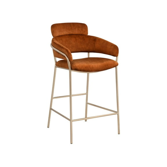 Meridian Furniture Yara Cognac Velvet Counter Stool
