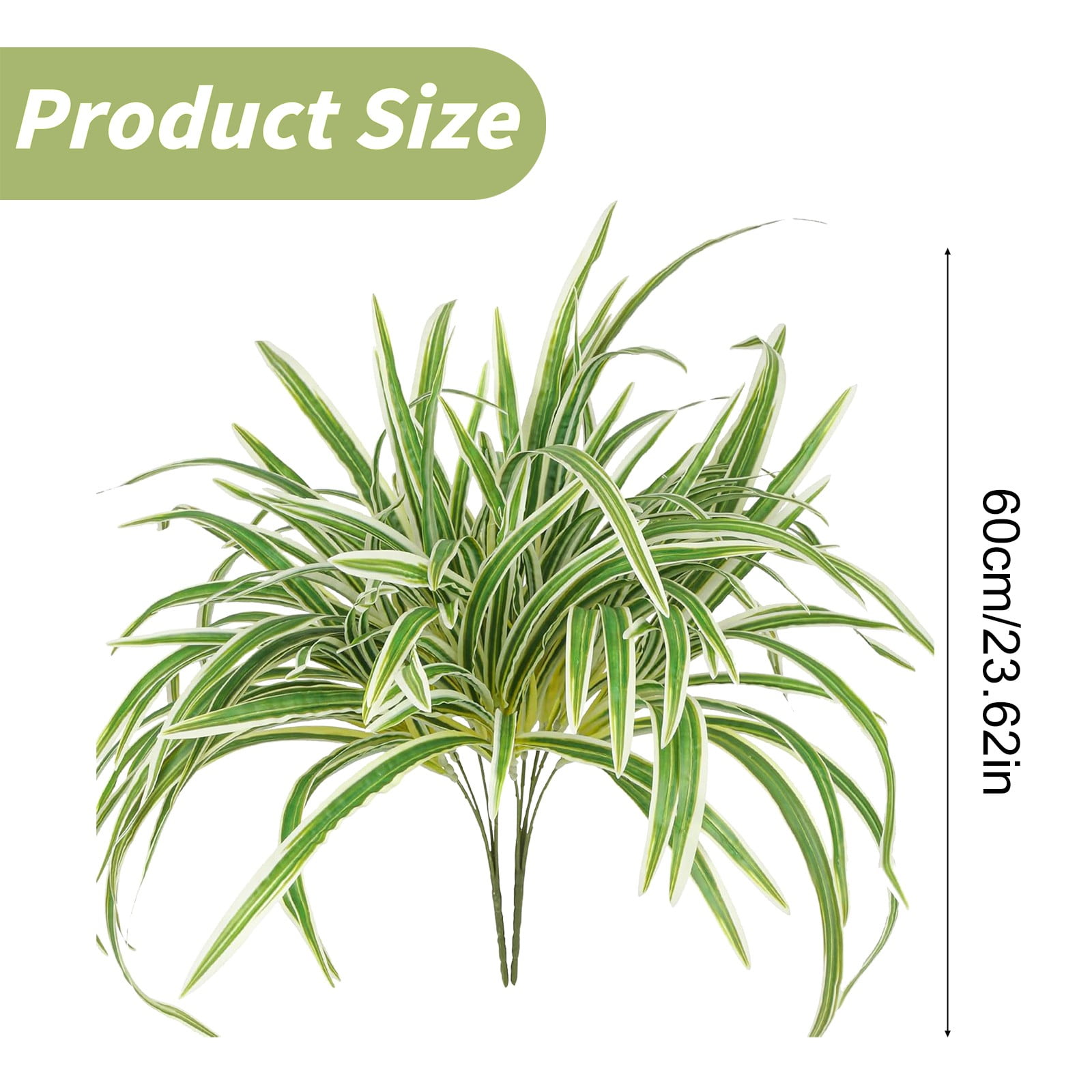 LKZQHMC 2 Packs Artificial Spider Plant Large 23.6In Fake Greenery Plants UV Resistant Outside Faux Plants Bushes for Indoor Table Outdoor Planter Decor,Green