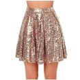 thumbnail image 2 of kttectoa Sequin Dance Skirt Shiny Pleated Skirts Young Adult Skirts Solid Skirt Zipper Mid Waist Mini Skirt for Women Casual Work, 2 of 6