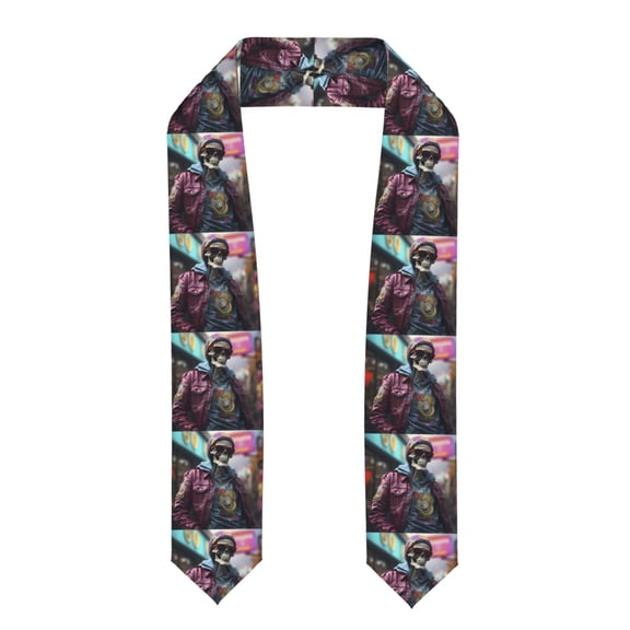 Logiee Skeleton Cool Street Fashion Print Unisex Adult Graduation Stole Shawl 72" Long for Academic Commencements Shawl-Flattened