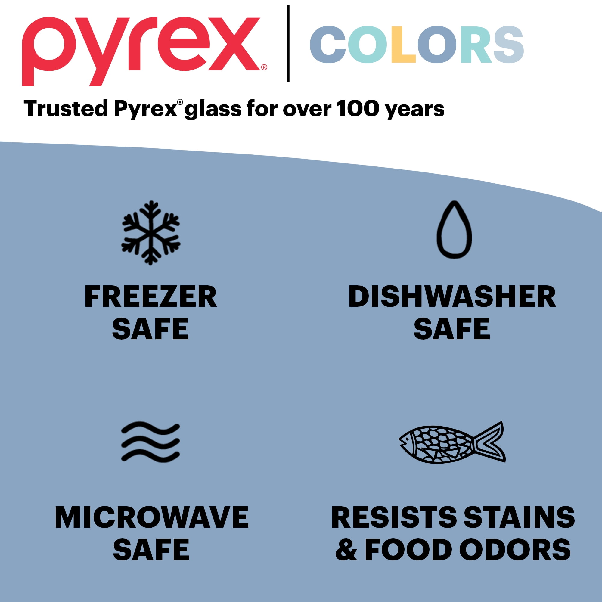 Pyrex Simply Store Tinted 4-piece Round Storage Set with Plastic Lids, Blue