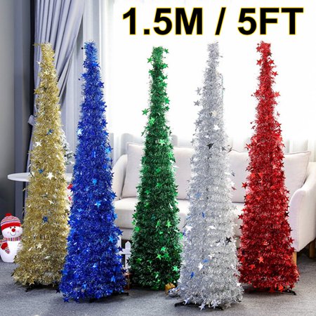 Easy Fill Christmas Tree Stand Asewan 1.5M 5FT Collapsible Tinsel Up Christmas Xmas Tree with Stand Home Party Indoor Outdoor Decor Easy Assemble ()