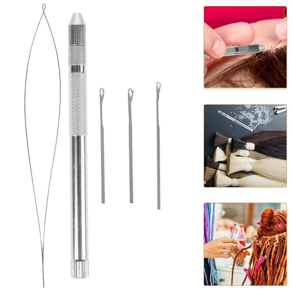 FOMIYES Dreadlocks Crochet Hooks with Comfortable Handle for Wig Weaving Tools Hair Crochet Hook Silver Metal 1 Set