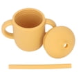 thumbnail image 2 of BIMZUC Toddler Cup Silicone Spill Proof Prevent Slip Handle BPA Free Baby Trainer Sippy Cup with Straw for Infant 6 Months Above, Unbreakable Design, Yellow, 2 of 9