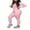 Pink, variant on Women's Sexy Butt Button Back Flap Jumpsuit Long Sleeve Romper Full Bodysuit Pajamas One Piece Sleepwear