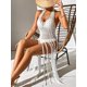 thumbnail image 2 of Vestido de playa con flecos de ganchillo para mujer, sin espalda, sin mangas, halter, para cubrir la playa Blanco M Blanco M Xishao ropa, 2 of 2