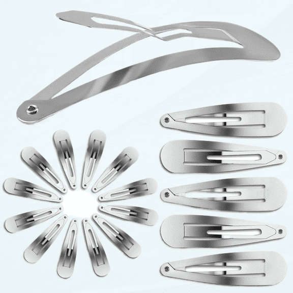 60 Pcs 3.1" Large Metal Snap Hair Clips Silver No Slip Hair Barrettes Women Girl Hairpins Hair Accessories