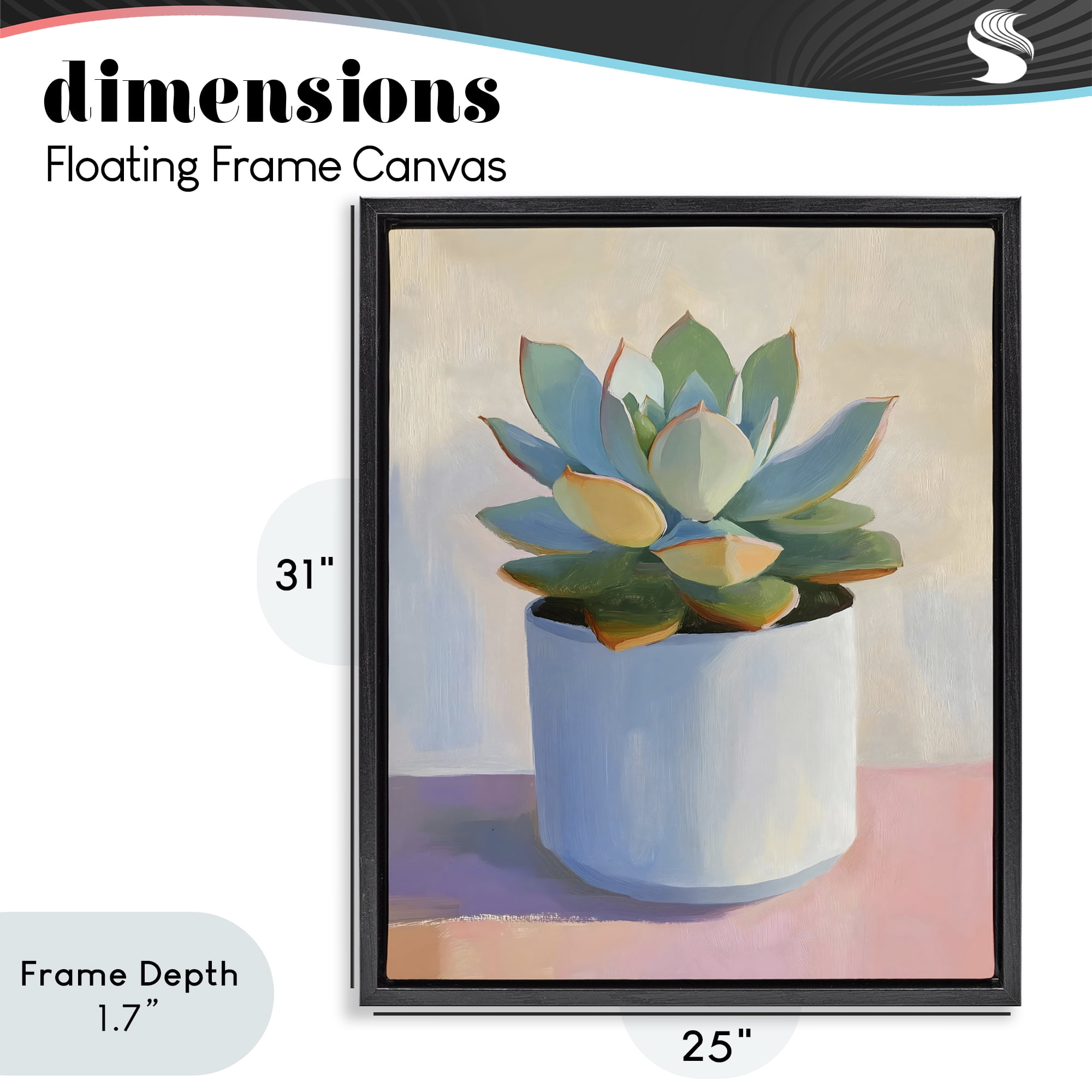 Stupell Industries Succulent Plant in White Pot Black Framed Floater Canvas Wall Art, design by The Prints Vibe
