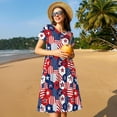 thumbnail image 4 of Fotbe Robe Motif Étoiles Américaines 2 Décontractée Mode Femme Manches Courtes Robe Maxi Robe T-Shirt Rayée Longue à Blocs de Couleur, 4 of 6