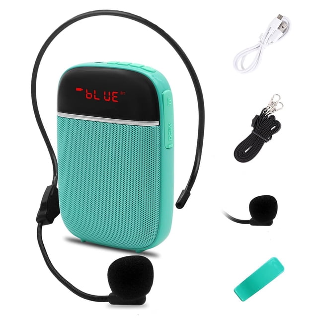 Amplificador de voz Bluetooth portátil, mini altavoz recargable con cable con micrófono, uso en el a