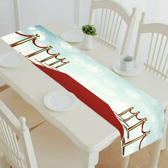 ECZJNT 3d rendering red carpet rope barrier table runner table cloth tea table cloth 14x72 Inch