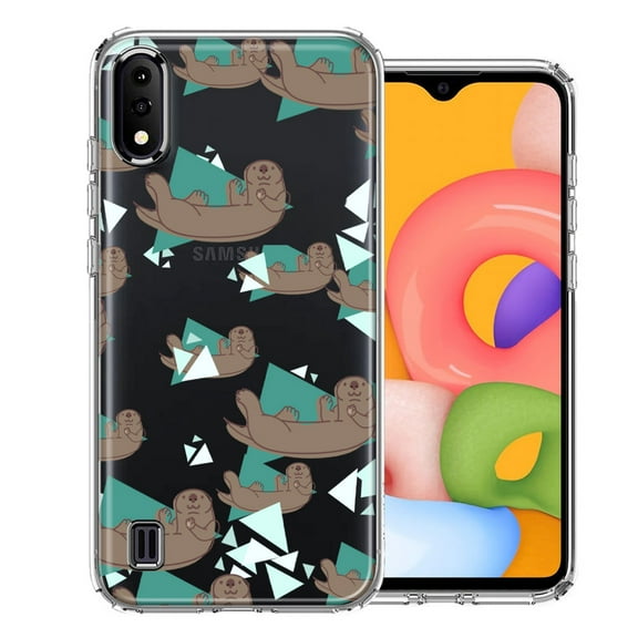 MUNDAZE For Samsung Galaxy A01 Cute Otter Design Double Layer Phone Case Cover