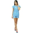 thumbnail image 2 of Bimba Ensemble de Nuit Mignon pour Femmes en Coton, Haut Boutonné avec Short, 2 of 7