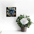 thumbnail image 3 of FANNA Abstract Flower Canvas Wall Art Blue Floral and Gold Leaves Pictures Print Flower Artwork Living Room Decor  12x12 in, 3 of 5