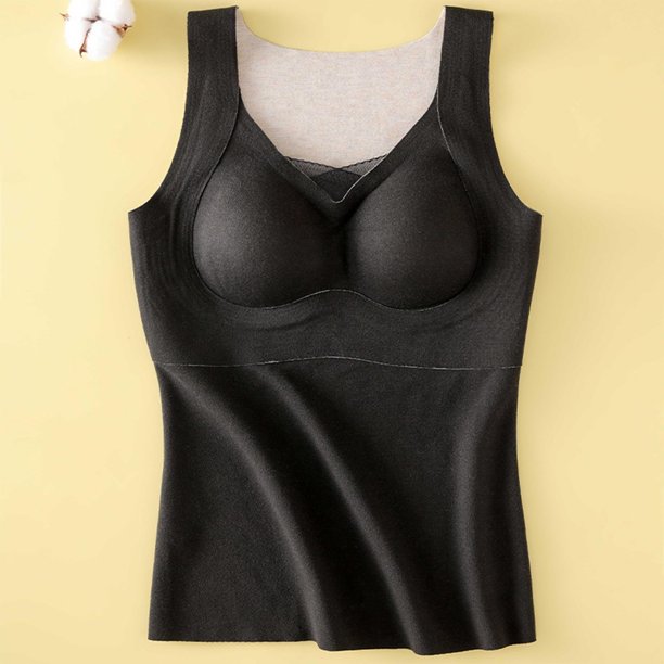 Ropa interior térmica para mujer, de moda, lisa, con cuello redondo, cojín en el pecho, camiseta térmica cálida de poliéster para mujer, cintura baja.