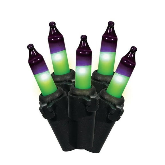 Purple/Green Double Lights, 50CT, LED Minis, 9.5ft, Halloween Indoor/Outdoor, by Way To Celebrate