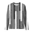 thumbnail image 4 of KIHOUT Hauts en Solde, Chemises à Manches Longues pour Femmes Blouse à Rayures Imprimées Col Rond Tunique Décontractée d'Automne Pull Chandails en Molleton, 4 of 5
