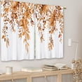 thumbnail image 3 of Eucalyptus Orange Leaves Kitchen Curtains Botanical Floral Plant Small Short Cafe Window Curtains Flower Rod Pocket Bathroom Window Drapes Treatment Tier Curtains 2 Panels (26x36 Inch), 3 of 6