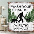 thumbnail image 4 of Retro Country Funny Animal Shower Curtain Rustic Vintage Forest Chimpanzee Brown Bear Deer Farmhouse Bathroom Curtain Polyester Fabric Waterproof Shower Curtain Set with 12 Hooks, 69X84IN, 4 of 7