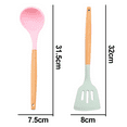 thumbnail image 2 of Kitchen Utensils Silicone Set, Heat Resistant Cookware with Wooden Handle, Non-Stick Cooking Utensil, 2 of 5