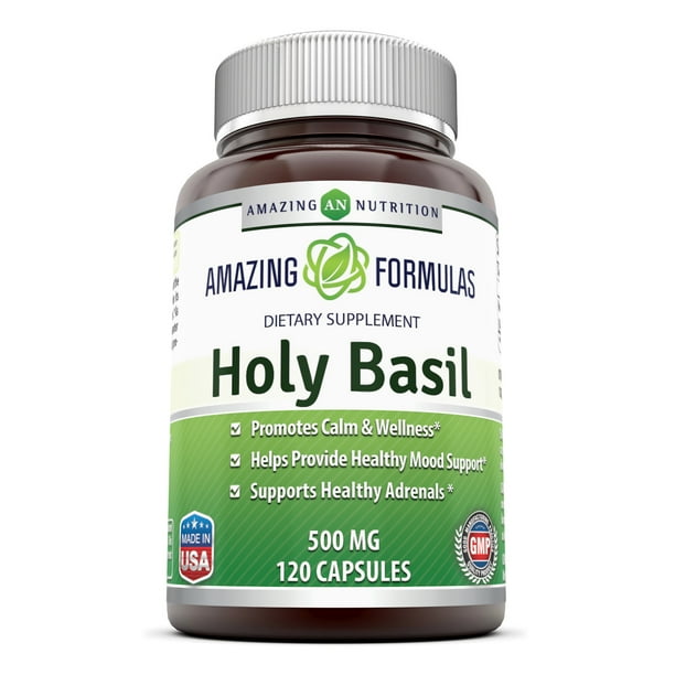 Amazing Formulas Holy Basil Dietary Supplement 500mg, 120 Capsules