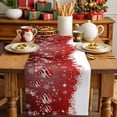 thumbnail image 2 of Merry Christmas Snowflake Bell on Red Table Runner 13x108in Non-Slip Cotton Linen Table Runners, Winter Snow Seamless Dresser Scarves TableRunner for Dinner Kitchen Dining Wedding Party, 2 of 9