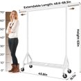 thumbnail image 4 of Heavy Duty Clothes Rack Load 450 LBS, Metal Garment Rack, Standing Rolling Clothing Rack for Hanging Clothes with Sturdy Wheels & Shelves, Portable Closet Wardrobe Rack,White, 4 of 17