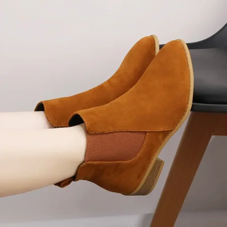 

Women‘s Pointed Toe Block Heel Ankle Boots Side Zipper Chelsea Boots Women‘s Footwear