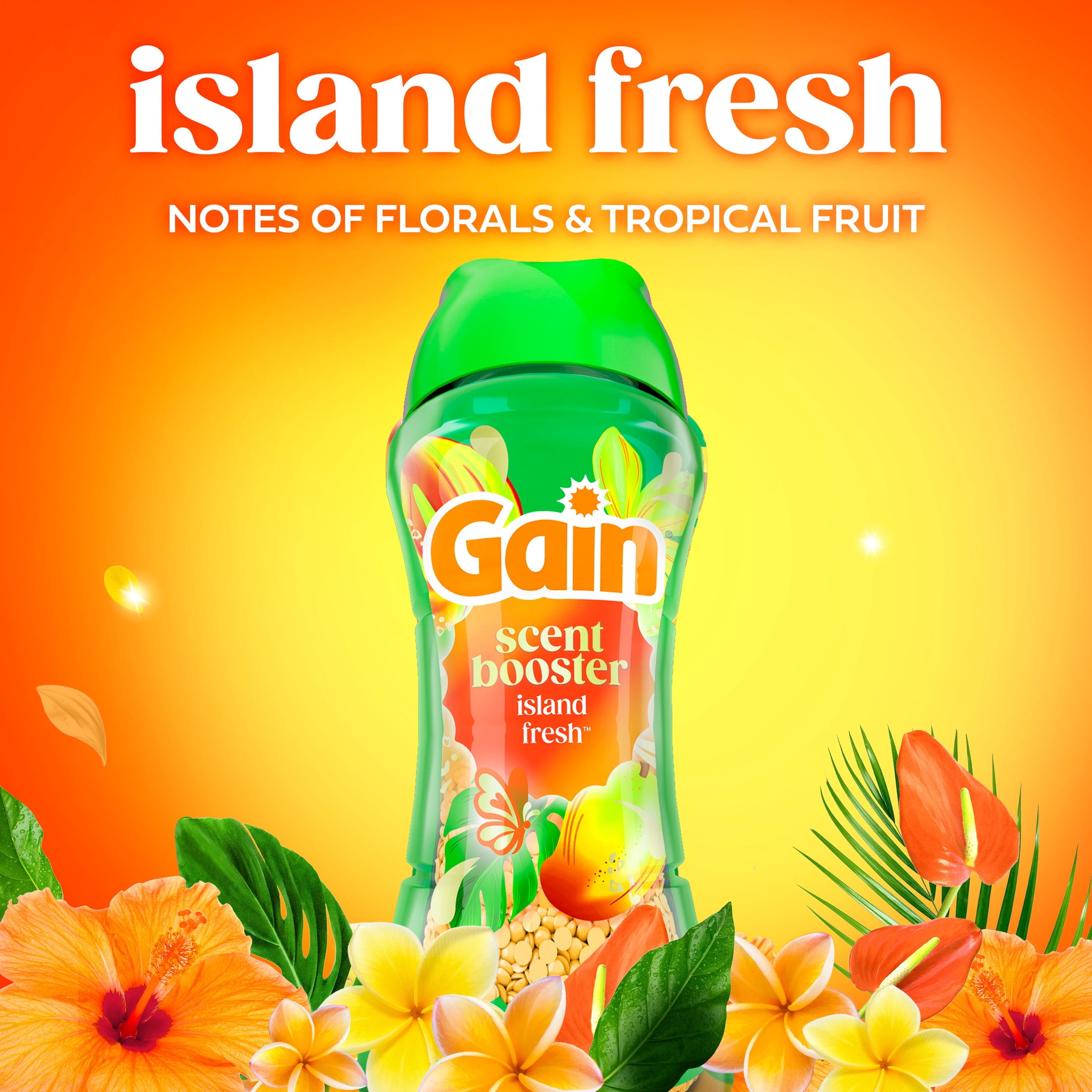 Gain In-Wash Laundry Scent Booster Beads, Island Fresh Scent, 24 oz