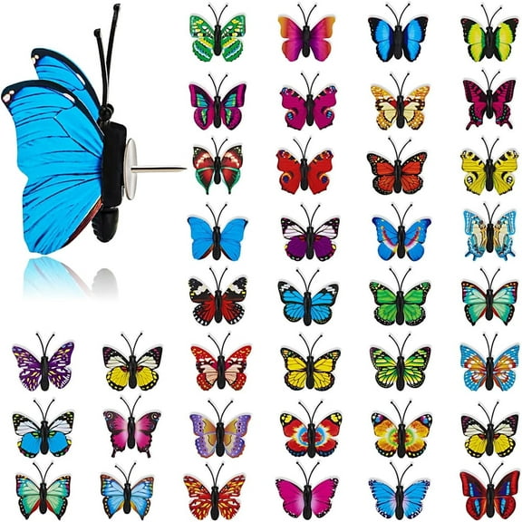 Butterfly Push Pins,Happon 50 Pack Colorful Decorative Thumb Tacks, Cute Butterfly Pushpins for Cork Board Photo Wall
