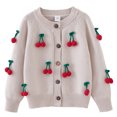 thumbnail image 1 of RXIRUCGD Industrie Lourde Cardigan Tricoté au Crochet à la Main pour Filles en Coton à Col Rond Chandail Veste pour Enfants ( Kaki, Taille : 5 Ans ), 1 of 3