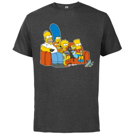 

The Simpsons Homer Marge Maggie Bart Lisa Simpson Couch - Short Sleeve Cotton T-Shirt for Adults- Customized-Charcoal Heather