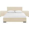 thumbnail image 5 of Beige Upholstered Platform Queen Bed with Two Nightstands, 5 of 5
