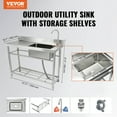 thumbnail image 2 of VEVOR Stainless Steel Utility Sink, 1 Compartment Free Standing Small Sink w/Workbench Faucet & legs, 47.2 x 19.7 x 37.4 in Commercial Single Bowl Sinks for Garage, Restaurant, Laundry, 2 of 9