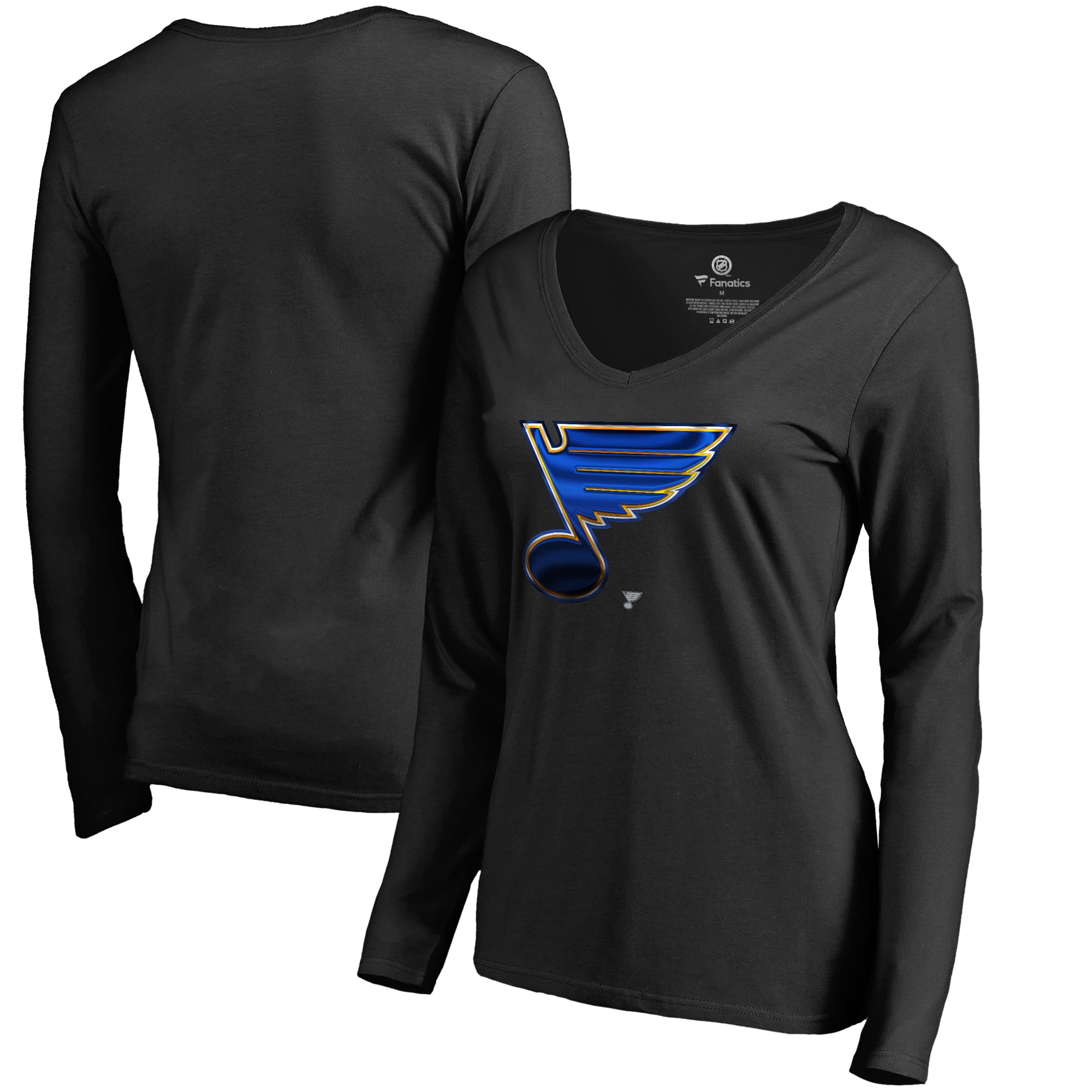 St. Louis Blues Fanatics Branded Women's Midnight Mascot Long Sleeve V-Neck T-Shirt - Black 