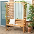 thumbnail image 2 of GVN Patio Bench Weatherproof Outdoor Bench,Patio Garden Bench, Wooden Bench, Outdoor Bench for Vines/Climbing Plants, Brown, 2 of 10