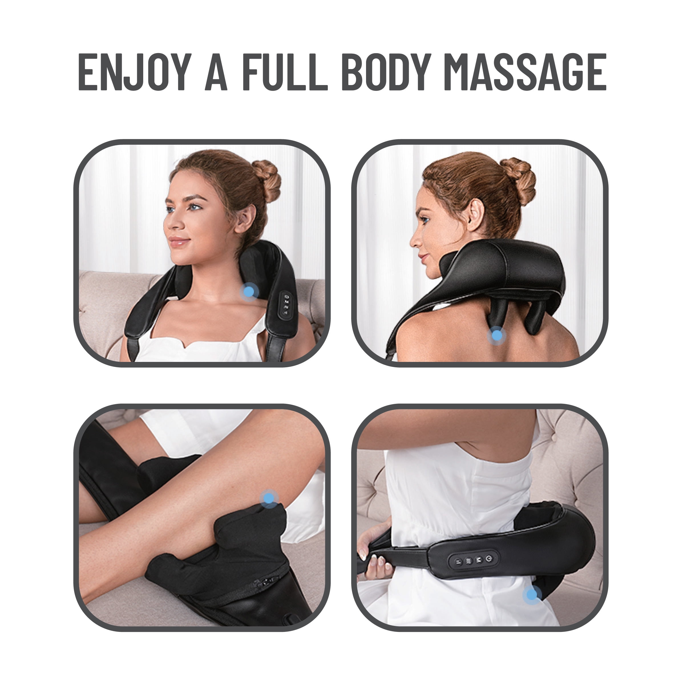 TRAKK 5D Shoulder & Back Massager with Heat, Rechargeable Cordless Design, 2 Massage Modes, 2 Intensity Levels, Hands-Free, 1 Count