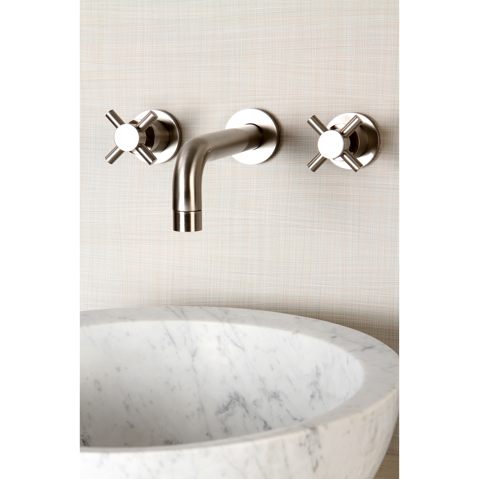Kingston Brass KS8128DX Concord Double-Handle 3-Hole Wall Mount Bathroom Faucet in Brushed Nickel