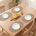 thumbnail image 3 of Placemats Set of 6 Oval  Leather Placemats for Kitchen Dining Table Decor Heat Resistant Table Placemats Wipeable Table Mat Light Brown 17.7x11.8inch, 3 of 6
